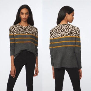 beachlunchlounge animal leopard print striped pullover sweater plus size XXL